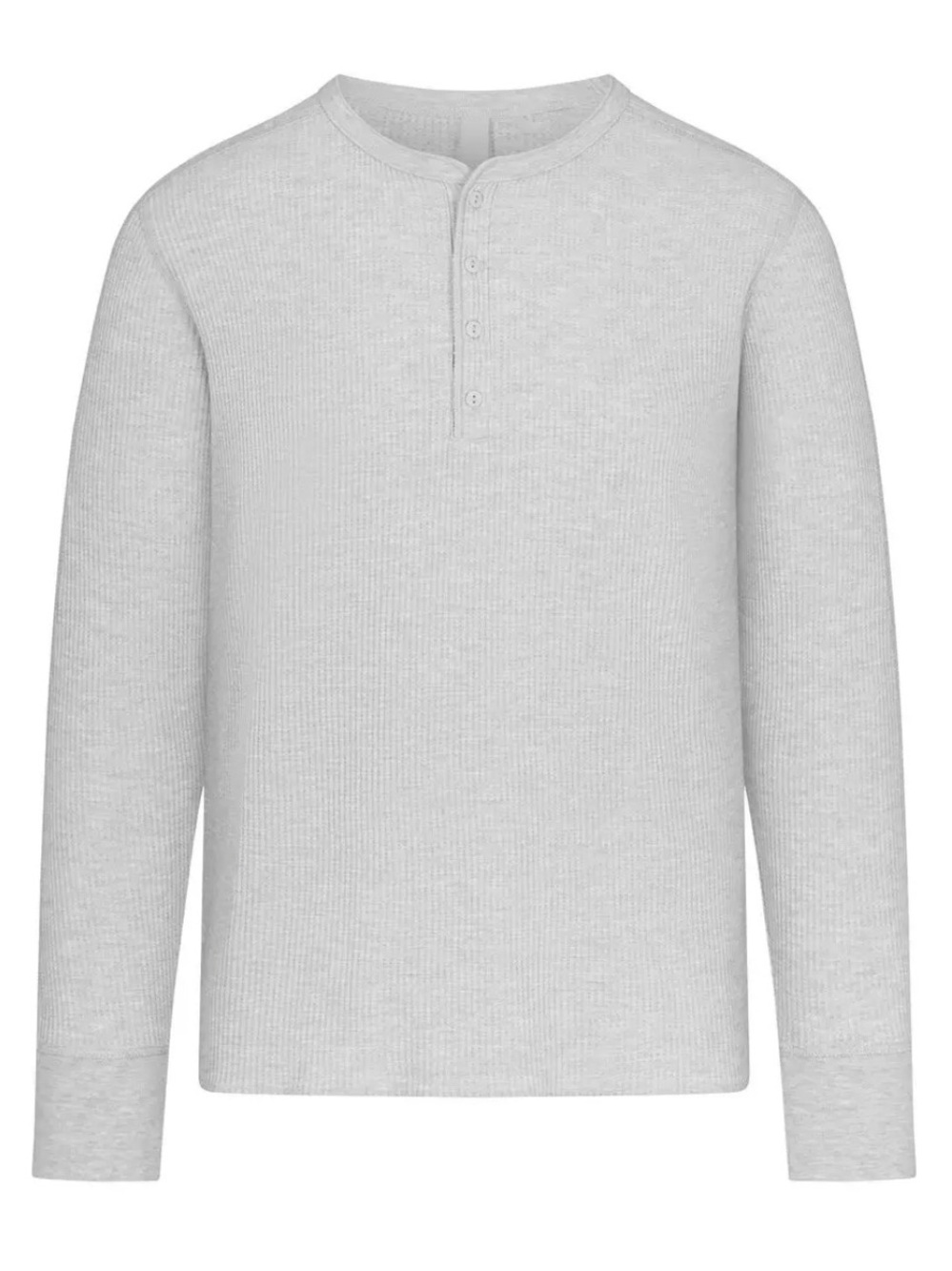 SKIMS WAFFLE MENS SLIM LONG SLEEVE HENLEY | LIGHT HEATHER GREY